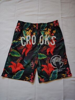Crooks & Castles Men's Mesh Basketball Shorts Tropical Print ~ Size Large